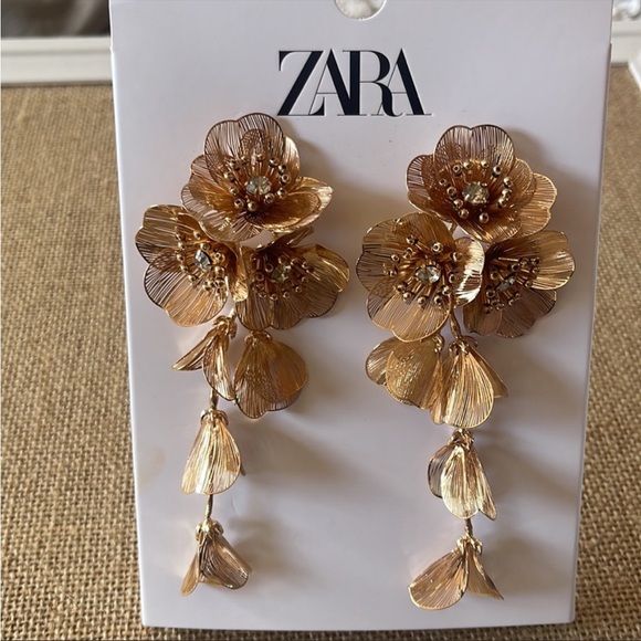 Zara Fashion Kate Middleton Flowers Floral Cascade Drop Statement Earrings - Picture 16 of 16